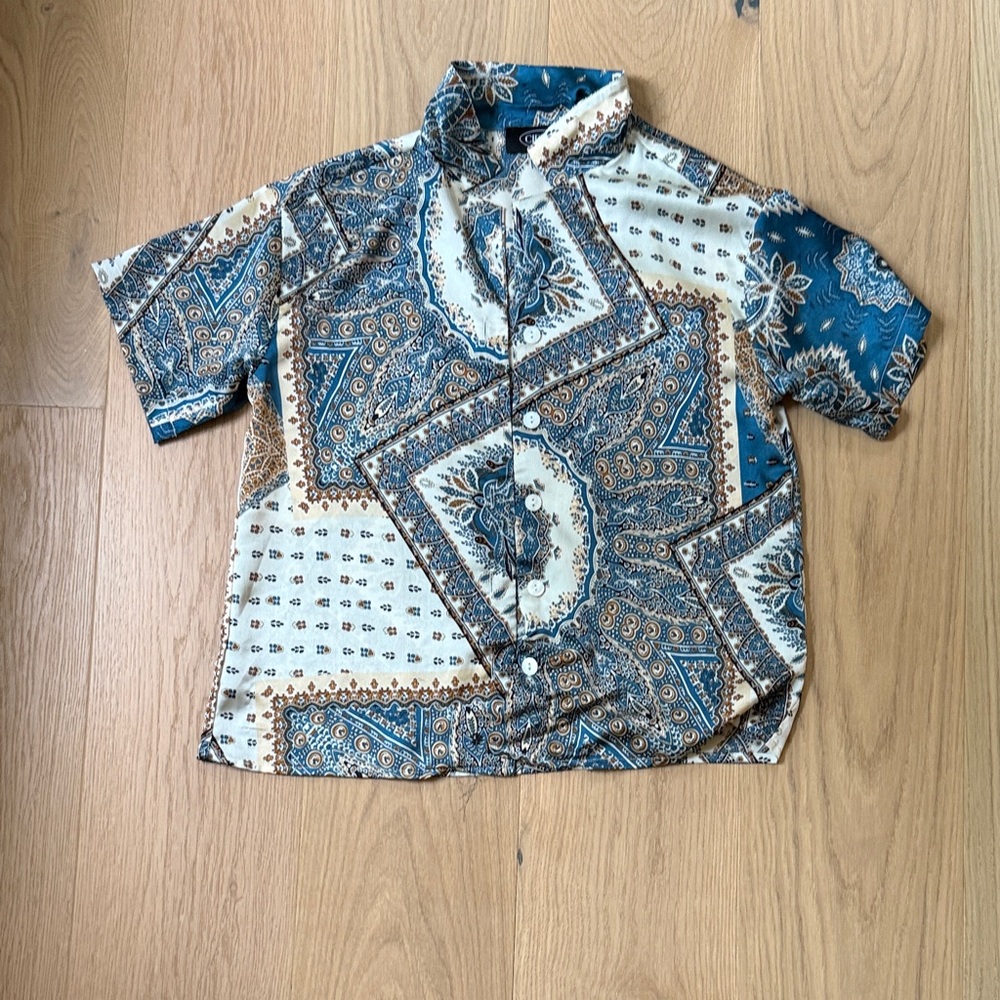 Cider Blue and Cream Paisley Button Down Shirt